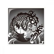 Dıythinker Çizgi Çizim Balık Dalga Desenli 15x15 cm Seramik Karo