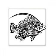 Dıythinker Çizgi Çizim Balık Desenli Seramik Biske Fayans 20x20 cm Seramik Karo