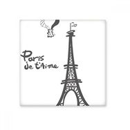 Dıythinker Çizgi Çizim Eyfel Kulesi Silüeti Fransa Paris 10x10 cm Seramik Karo
