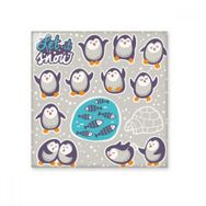 Dıythinker Çizgi Film Penguen Balık Kar Hayvan Seramik Biske Fayans 20x20 cm Seramik Karo