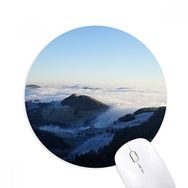 Dıythinker Dağ Gökyüzü Bulutları Sis Doğa Kasabası Baskılı Yuvarlak Kaymaz Kauçuk Mouse Pad