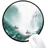 Dıythinker Dağ Yağmur Mo Çin Suluboya Yuvarlak Kaymaz Mouse Pad
