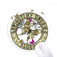 Dıythinker Daire Kelebek Harf Yaylı Baskılı Yuvarlak Kaymaz Kauçuk Mouse Pad