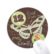 Dıythinker Damgalar ve Kelebek Baskılı Yuvarlak Kaymaz Kauçuk Mouse Pad