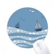 Dıythinker Deniz Dalgalı Tekne Manzara Bulut İllüstrasyon Baskılı Yuvarlak Kaymaz Kauçuk Mouse Pad