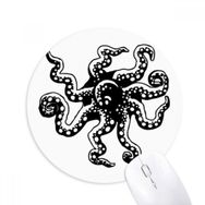 Dıythinker Deniz Yaşamı Ahtapot Siyah İllüstrasyon Baskılı Yuvarlak Kaymaz Kauçuk Mouse Pad