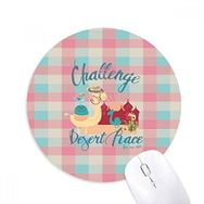 Dıythinker Deve Kuş Kalesi Kırmızı Mavi Kare Baskılı Yuvarlak Kaymaz Kauçuk Mouse Pad