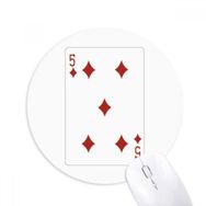 Dıythinker Diamond 5 Kartı Desenli Baskılı Yuvarlak Kaymaz Kauçuk Mouse Pad