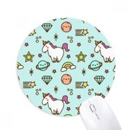 Dıythinker Diamonds Star Lovely Smile Unicorn Baskılı Yuvarlak Kaymaz Kauçuk Mouse Pad