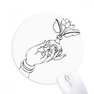 Dıythinker Din Budist El Çiçek Vazo Desenli Baskılı Yuvarlak Kaymaz Kauçuk Mouse Pad