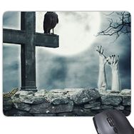 Dıythinker Din Hristiyanlık Karanlık Gece Ay Karga Yılan Eller Çapraz Korku İllüstrasyon Desen Dikdörtgen Kaymaz Kauçuk Mouse Pad