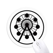 Dıythinker Dönme Dolap Eğlence Parkı Siyah Siluet Baskılı Yuvarlak Kaymaz Kauçuk Mouse Pad