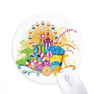 Dıythinker Dönme Dolap Kale Eğlence Parkı Baskılı Yuvarlak Kaymaz Kauçuk Mouse Pad