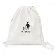 Dıythinker Don'T Litter Siyah Sembol Desen Tuval İpli Sırt Çantası