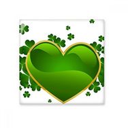 Dıythinker Dört Yapraklı Yonca Altın Tarafı Kalp İrlanda St Patricks Day 10x10 cm Seramik Karo
