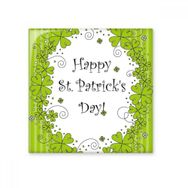 Dıythinker Dört Yapraklı Yonca Çizgili İrlanda Mutlu St Patricks Day 10x10 cm Seramik Karo
