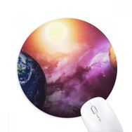 Dıythinker Dünya Gezegeni Kırmızı Mavi Renkli Baskılı Yuvarlak Kaymaz Kauçuk Mouse Pad