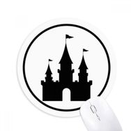 Dıythinker Eğlence Parkı Kalesi Siyah Siluet Baskılı Yuvarlak Kaymaz Kauçuk Mouse Pad