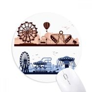 Dıythinker Eğlence Parkı Tesisleri Silüeti Baskılı Yuvarlak Kaymaz Kauçuk Mouse Pad