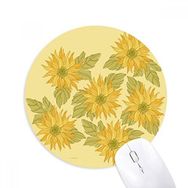 Dıythinker El Boyaması Çiçek Bitki Ayçiçeği Yeşillik Baskılı Yuvarlak Kaymaz Kauçuk Mouse Pad