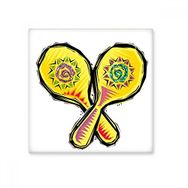 Dıythinker El Boyaması Sarı Raket Meksika Kültürü Elemanı İllüstrasyon 10x10 cm Seramik Karo