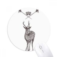 Dıythinker Elk Kılıç Tacı Hayvan Barok Stil Baskılı Yuvarlak Kaymaz Kauçuk Mouse Pad