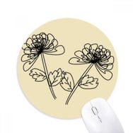 Dıythinker Elle Çizilmiş Krizantem Çizgisi İllüstrasyon Baskılı Yuvarlak Kaymaz Kauçuk Mouse Pad