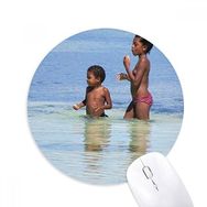 Dıythinker Ellie Yao Deniz Dalgası Fotoğraf Afrika Çocuklar Baskılı Yuvarlak Kaymaz Kauçuk Mouse Pad