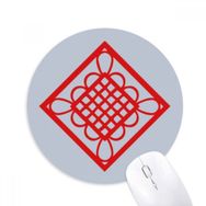 Dıythinker Elmas Kırmızı Çin Düğümü Kağıt Kesim Baskılı Yuvarlak Kaymaz Kauçuk Mouse Pad