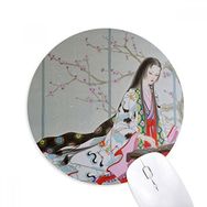 Dıythinker Erik Çiçeği Güzellik Çin Boyama Baskılı Yuvarlak Kaymaz Kauçuk Mouse Pad