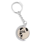 Diythinker Erkek 2018 Happy New Year Komik Büyük Köpek Döndürülebilir Çok Renkli 3x9 cm Anahtarlık