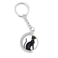 Diythinker Erkek Antik Mısır Soyut Siyah Kedi Desenli Döndürülebilir Çok Renkli 3x9 cm Anahtarlık
