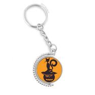 Diythinker Erkek Balkabağı Canavar Şapkası Kedi Cadılar Bayramı Döndürülebilir Çok Renkli 3x9 cm Anahtarlık