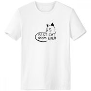DIYthinker Erkek Beyaz Best Cat Mom Ever Alıntı DIY Tasarım Bisiklet Yaka Tişört