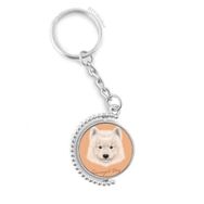 Diythinker Erkek Beyaz Samoyed Köpek Hayvan Döndürülebilir Çok Renkli 3x9 cm Anahtarlık