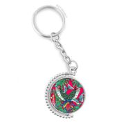Diythinker Erkek Çiçek Kuş Yaprağı Pembe Gökyüzü Mutlu Döndürülebilir Çok Renkli 3x9 cm Anahtarlık