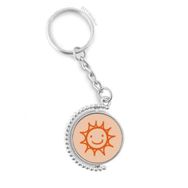 Diythinker Erkek El Boyama Turuncu Güneş Gülümseyen Döndürülebilir Çok Renkli 3x9 cm Anahtarlık
