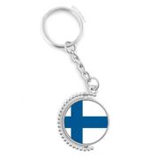 Diythinker Erkek Finlandiya Ulusal Bayrağı Avrupa Ülke Döndürülebilir Çok Renkli 3x9 cm Anahtarlık