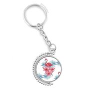 Diythinker Erkek Flamingo Bitki Yaprak Sembolü Döndürülebilir Çok Renkli 3x9 cm Anahtarlık