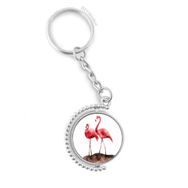 Diythinker Erkek Flamingo Çift Kırmızı Aşk Döndürülebilir Çok Renkli 3x9 cm Anahtarlık