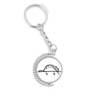 Diythinker Erkek Gülümseme Çizgili Kedi Yatma Hattı Döndürülebilir Çok Renkli 3x9 cm Anahtarlık