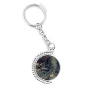 Diythinker Erkek Hayvan Desenli Gri Kedi Fotoğrafı Döndürülebilir Çok Renkli 3x9 cm Anahtarlık