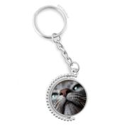 Diythinker Erkek Hayvan Görünümlü Kedi Fotoğrafı Döndürülebilir Çok Renkli 3x9 cm Anahtarlık
