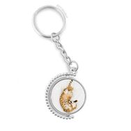 Diythinker Erkek Hayvan Ocelot Kedi Fotoğraf Çekimi Döndürülebilir Çok Renkli 3x9 cm Anahtarlık