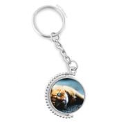 Diythinker Erkek Hayvan Saf Mavi Gözlü Kedi Fotoğrafı Döndürülebilir Çok Renkli 3x9 cm Anahtarlık