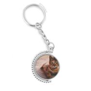 Diythinker Erkek Hayvan Sessiz Kedi Fotoğrafı Döndürülebilir Çok Renkli 3x9 cm Anahtarlık