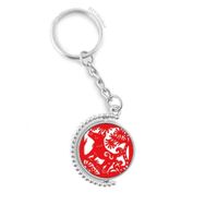 Diythinker Erkek Kağıt Kesim Köpek Hayvan Çin Zodyak Döndürülebilir Çok Renkli 3x9 cm Anahtarlık