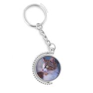 Diythinker Erkek Kahverengi Kedi Hayvan Profil Vahşi Görünüş Döndürülebilir Çok Renkli 3x9 cm Anahtarlık