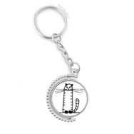 Diythinker Erkek Kedi Çizgili Oturur Siyah Çizgi Döndürülebilir Çok Renkli 3x9 cm Anahtarlık