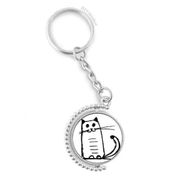 Diythinker Erkek Kedi Gülümseyen Siyah Çizgi Döndürülebilir Çok Renkli 3x9 cm Anahtarlık